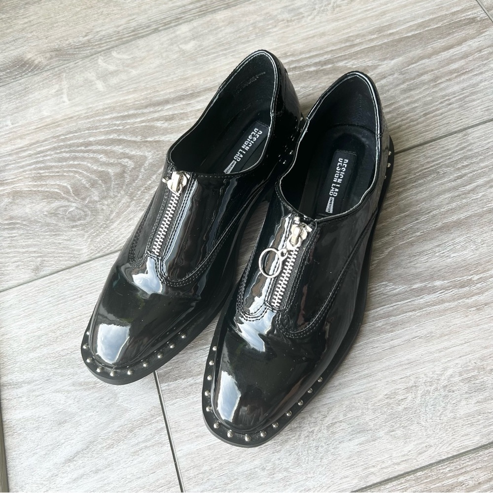 Design Lab Lord & Taylor Remie  Patent Faux Leather Studded Oxford Loafer